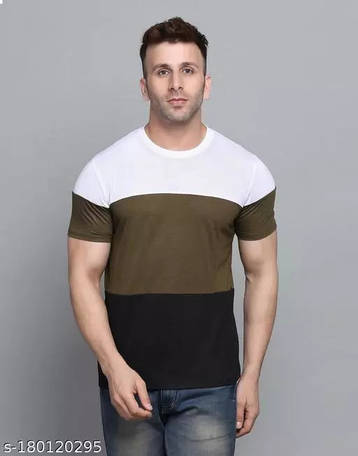 Olive Men's Short Sleeve T-shirt Cotton Blend OrderMeFirst