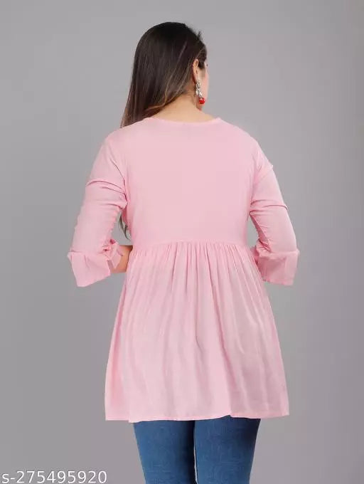 Pink Embroidered Floral Top OrderMeFirst