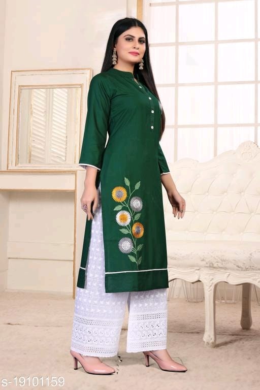 Printed Long Kurti With Palazzos OrderMeFirst