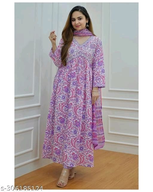 Printed Naira Cut kurta and pant set with Dupatta OrderMeFirst