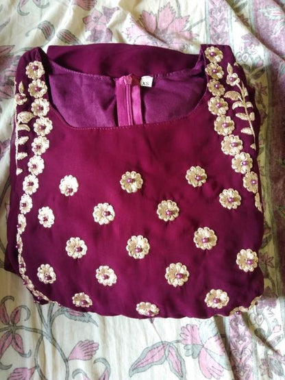 Purple Georgette Gown with Dupatta Set OrderMeFirst