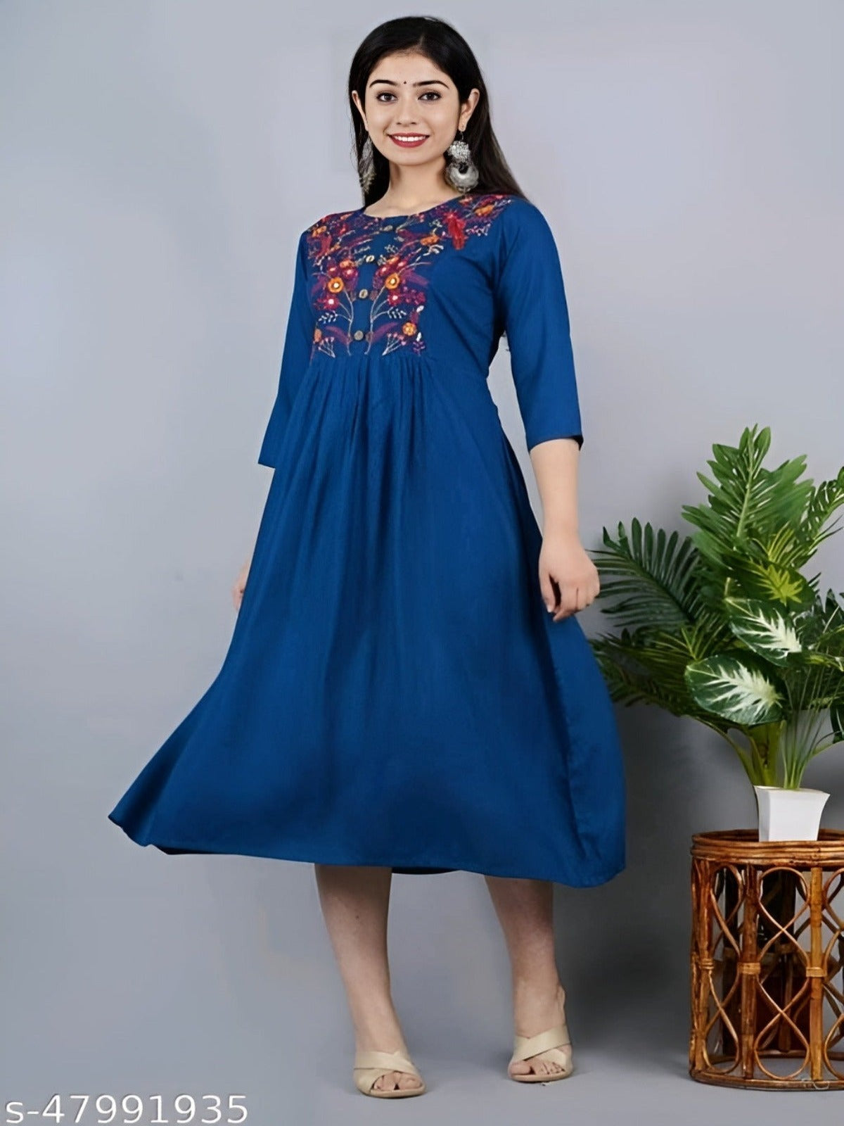 Rayon Anarkali Embroidered Kurti for women OrderMeFirst