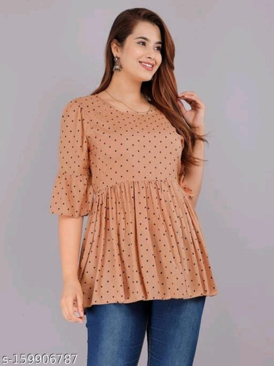 Rayon Dotted SC Women Frill top OrderMeFirst