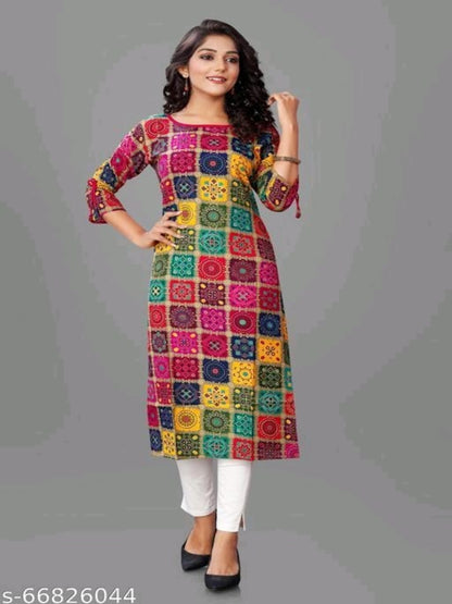 Reyon bandhej printed kurti OrderMeFirst