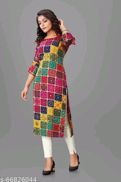 Reyon bandhej printed kurti OrderMeFirst