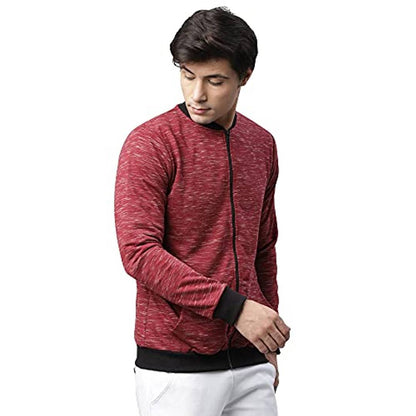 Rigo Men Maroon Self Texture Fleece Bomber Jacket OrderMeFirst