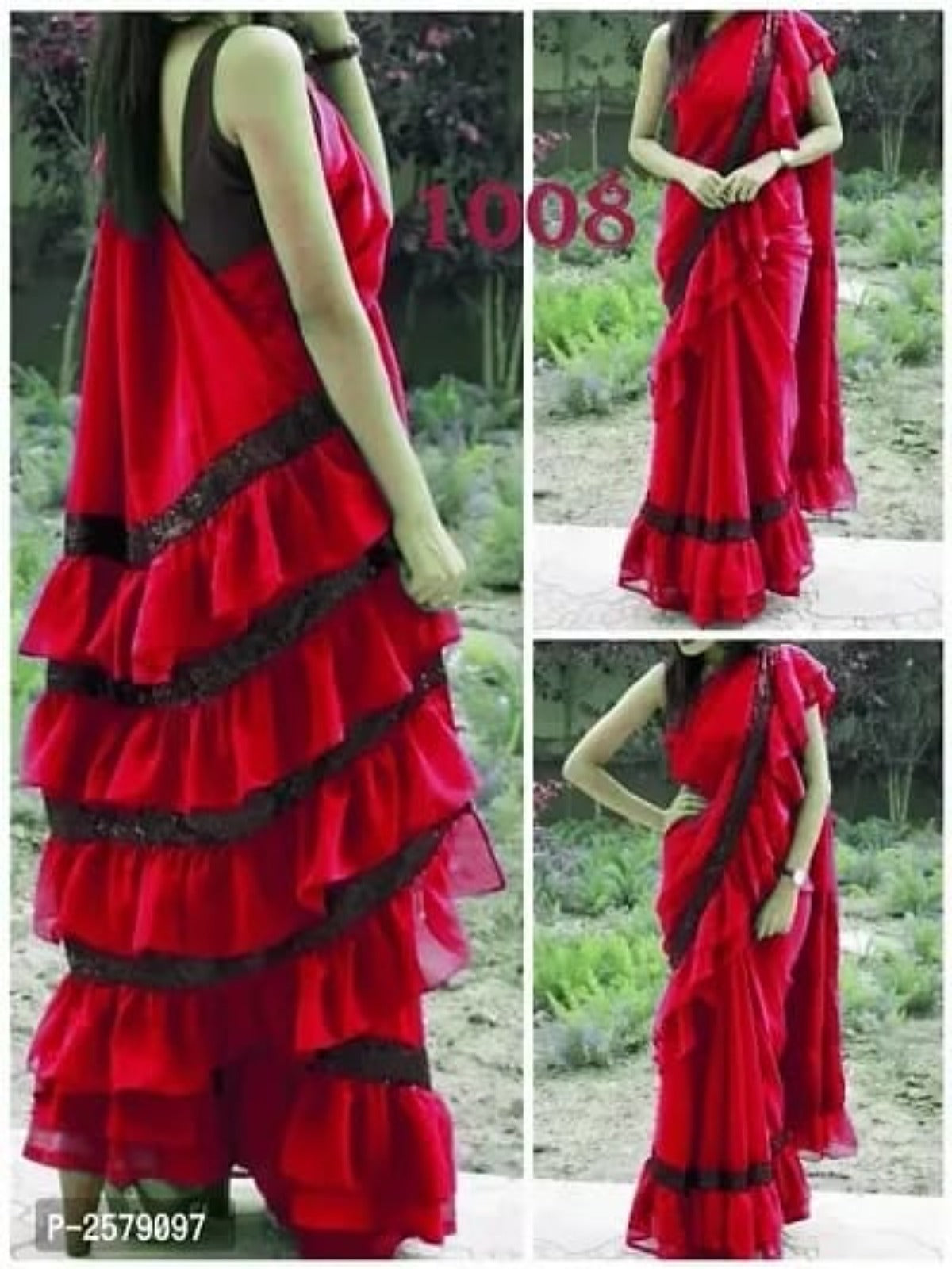 Ruffle Lace Sarees With Blouse OrderMeFirst