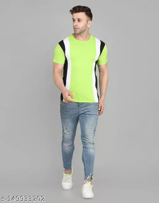 SWIFTLY Men's Pure Cotton 2 Panel Round Neck Half Sleeve T-shirt OrderMeFirst