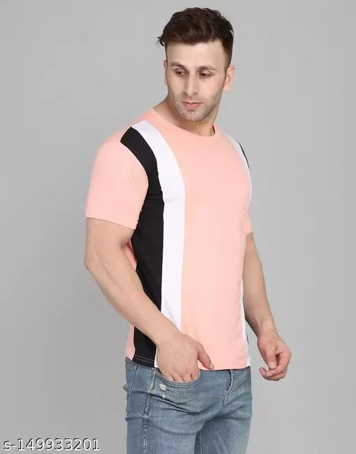 SWIFTLY Men's Pure Cotton 2 Panel Round Neck Half Sleeve T-shirt OrderMeFirst