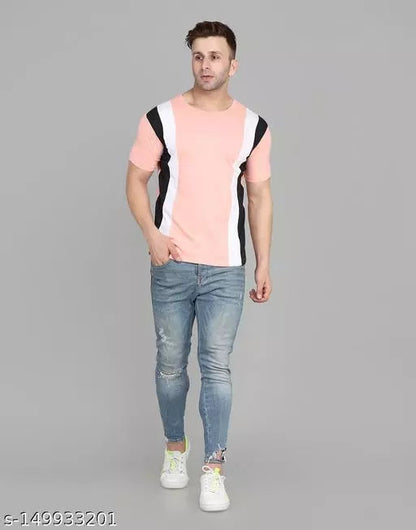 SWIFTLY Men's Pure Cotton 2 Panel Round Neck Half Sleeve T-shirt OrderMeFirst