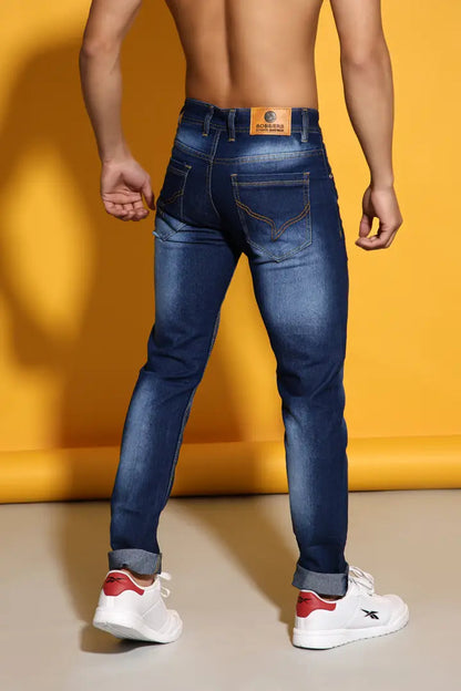 Sobbers Men's Denim Mid Wash Slim Fit  Blue Jeans OrderMeFirst