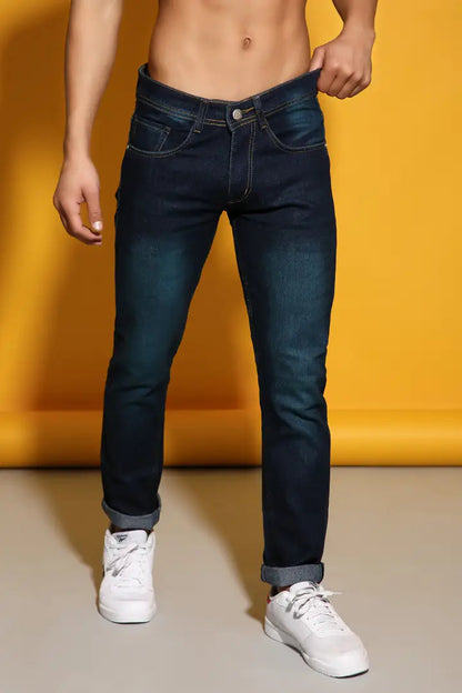 Sobbers Men's Denim Mid Wash Slim Fit  Dark Gren  Jeans OrderMeFirst