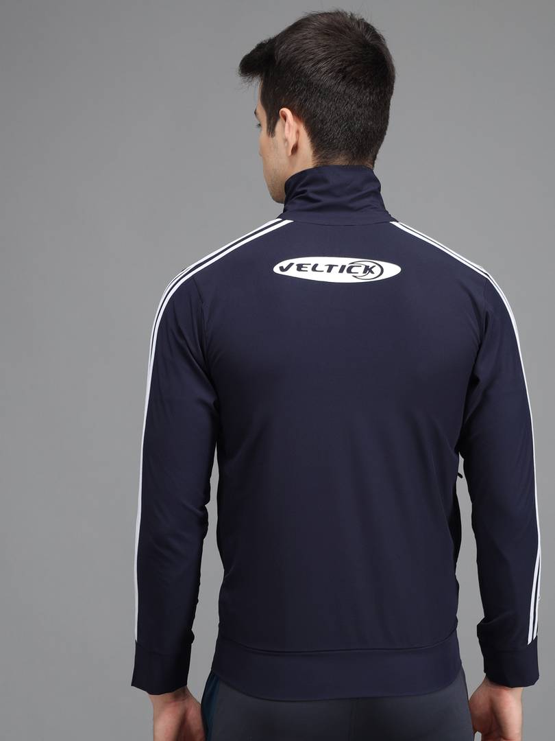 Stylis NS Lycra Solid Side Stripe Navy Blue Track Jacket OrderMeFirst