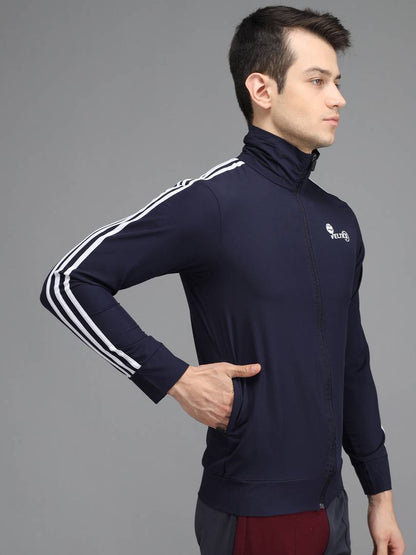 Stylis NS Lycra Solid Side Stripe Navy Blue Track Jacket OrderMeFirst