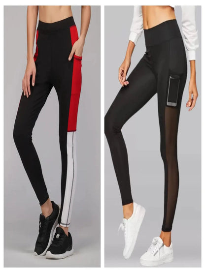 Stylish Black Lycra Self Design Jeggings For Women- Pack Of 2 OrderMeFirst