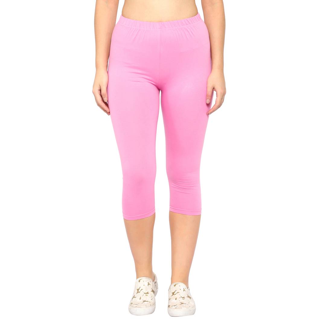 Stylish Cotton Lycra Multicoloured Solid Mid-Rise 3/4 Capri For Women- Pack of 4 OrderMeFirst