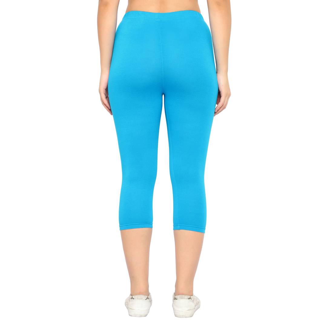 Stylish Cotton Lycra Multicoloured Solid Mid-Rise 3/4 Capri For Women- Pack of 4 OrderMeFirst