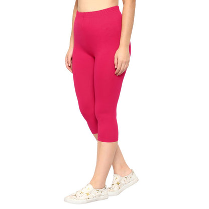 Stylish Cotton Lycra Multicoloured Solid Mid-Rise 3/4 Capri For Women- Pack of 4 OrderMeFirst