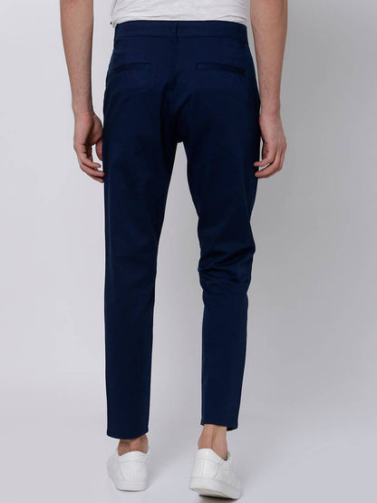 Stylish Cotton Navy Blue Solid Trouser For Men OrderMeFirst