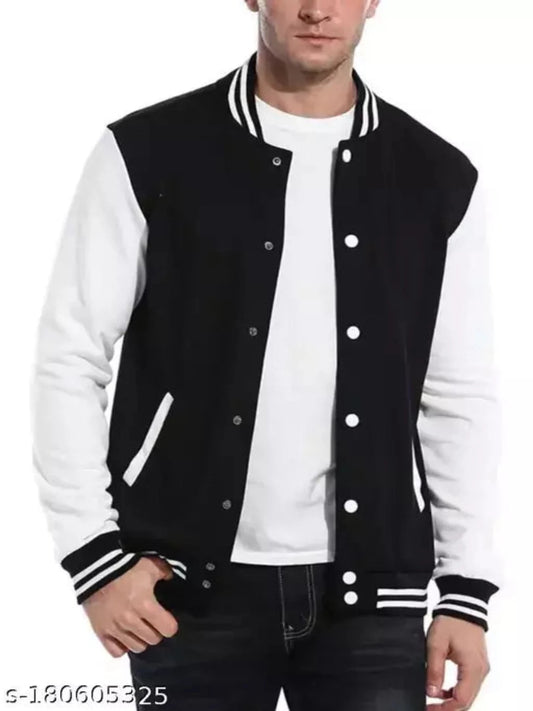 Stylish Full Sleeve Black Varsity Jacket For Men OrderMeFirst