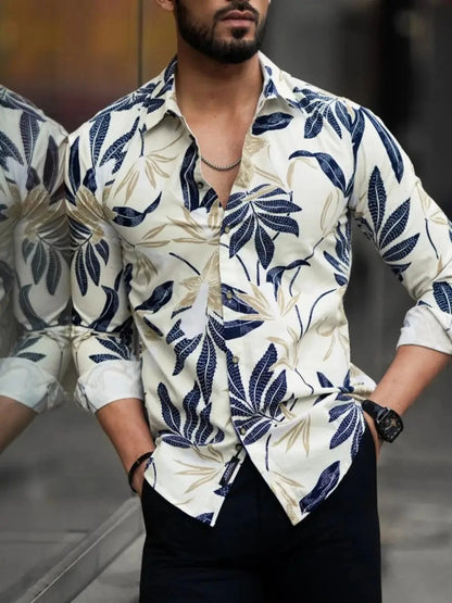 Stylish Lycra Floral Printed Long Sleeves Casual Shirt For Men OrderMeFirst