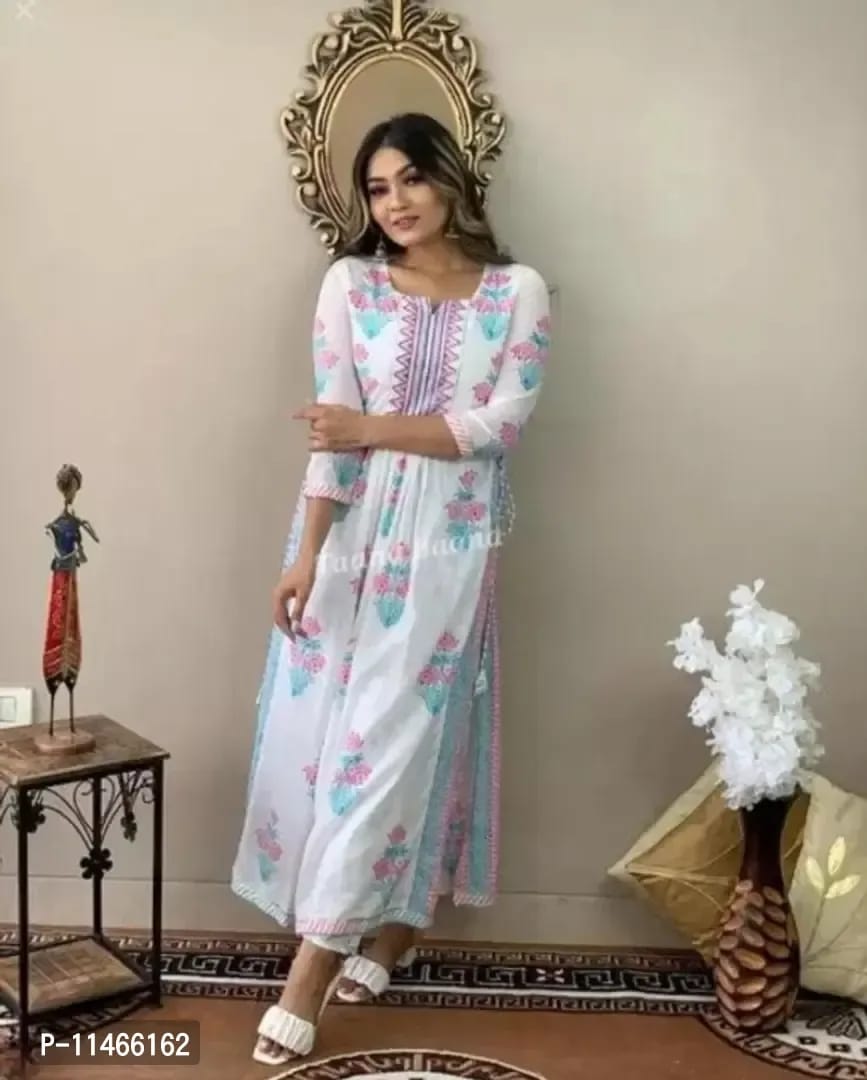 Stylish Rayon Printed Kurta Bottom Set For Women OrderMeFirst