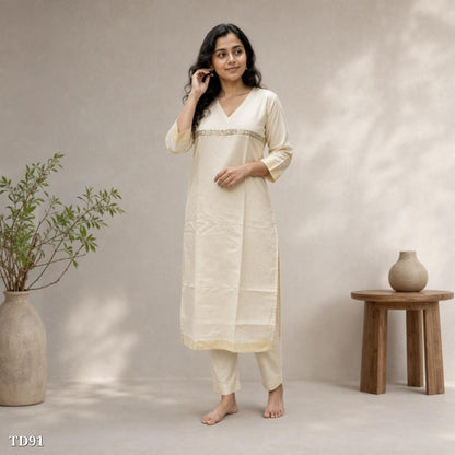 Tissue Silk Slitted Kurti Pant Set