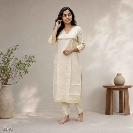Tissue Silk Slitted Kurti Pant Set
