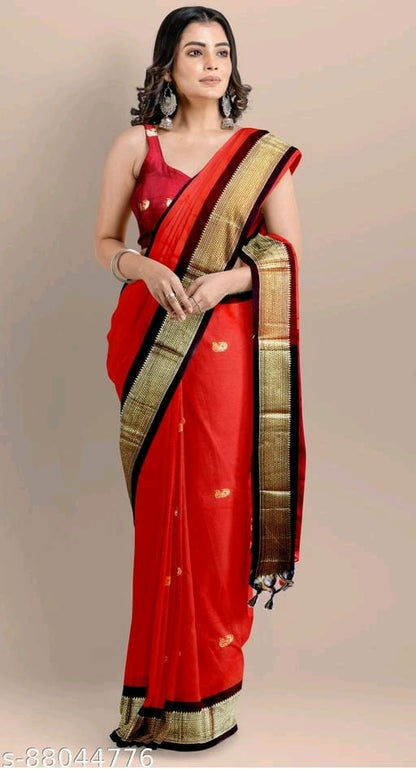 Traditional Paithani Silk Sarees With Contrast Blouse Piece OrderMeFirst