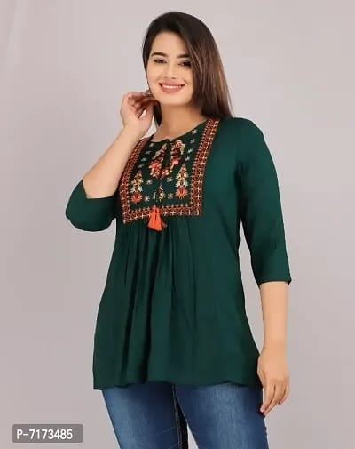 Trendy Rayon Embroidered Short Kurti OrderMeFirst