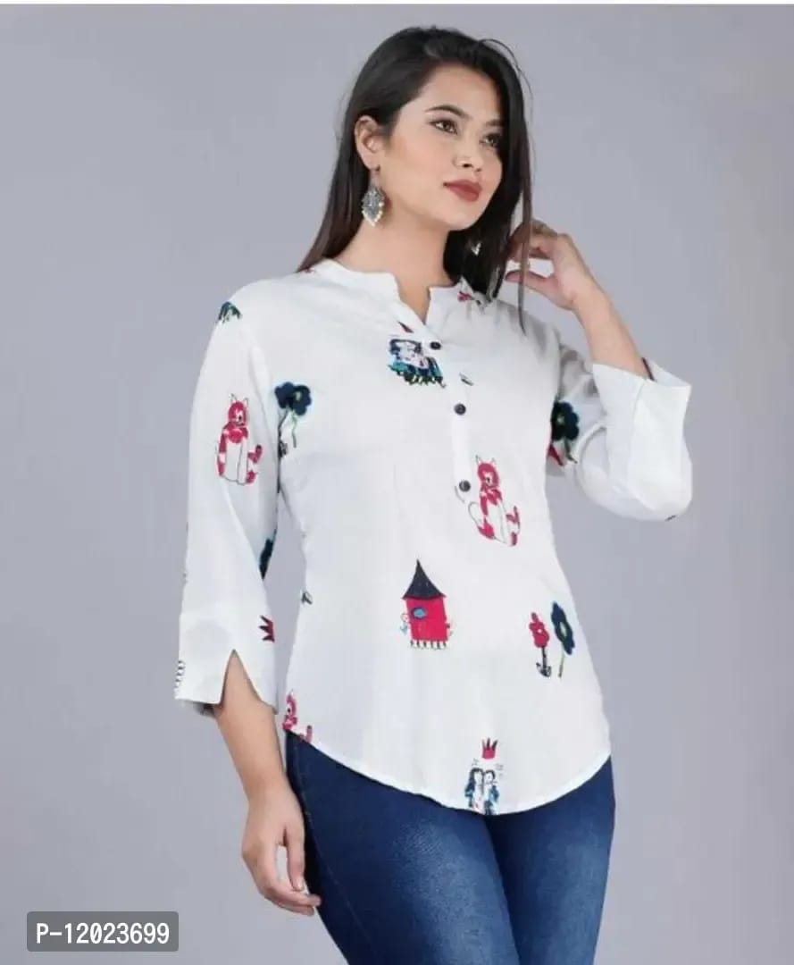 Trendy Women Rayon White Top OrderMeFirst