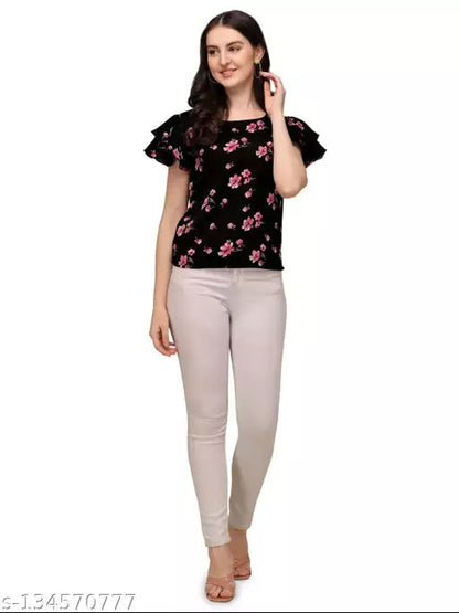 Trendy Womens Double Sleeves Printed Top OrderMeFirst