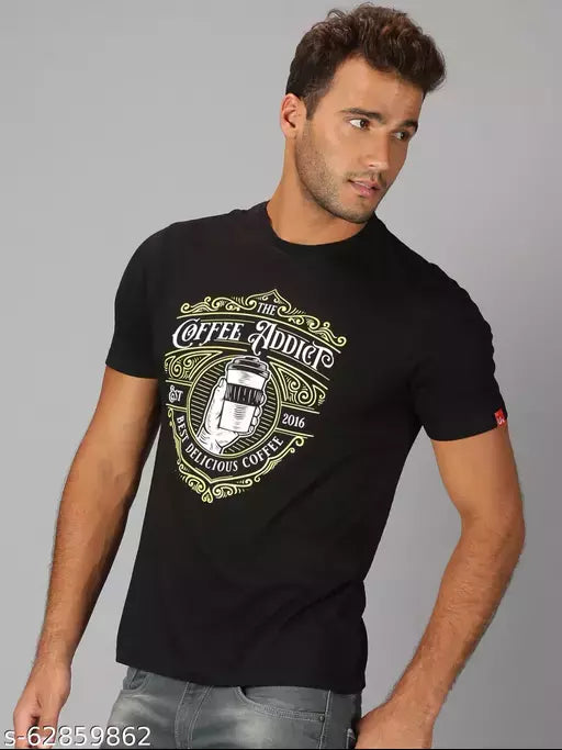 URGear Men's Typography Round Black Tshirts OrderMeFirst