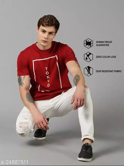 UrGear Men's Printed Round Red Tshirts OrderMeFirst