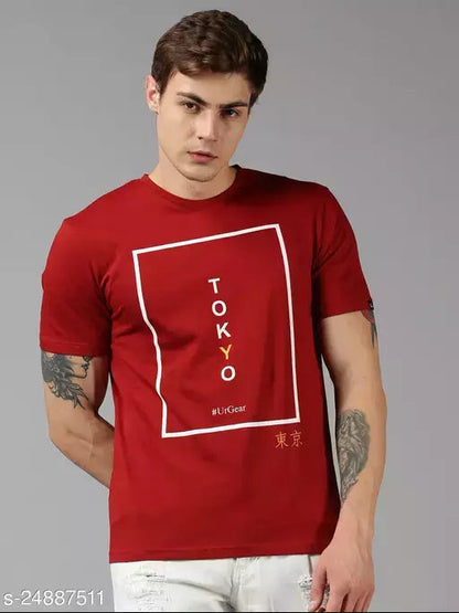 UrGear Men's Printed Round Red Tshirts OrderMeFirst