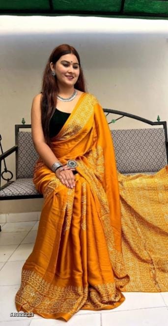 Ajrakh Print Saree