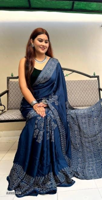 Ajrakh Print Saree