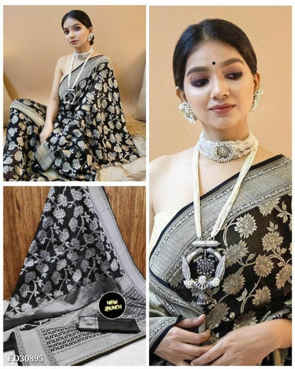 Soft Lichi Silk Saree with Jacquard Work