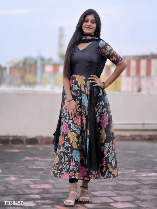 Cotton Floral Anarkali Dress