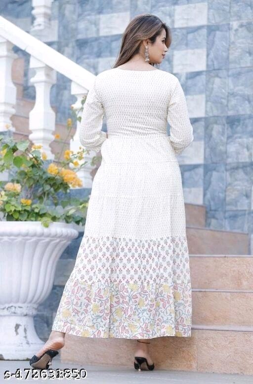 White Three-Quarter Sleeves Gown OrderMeFirst