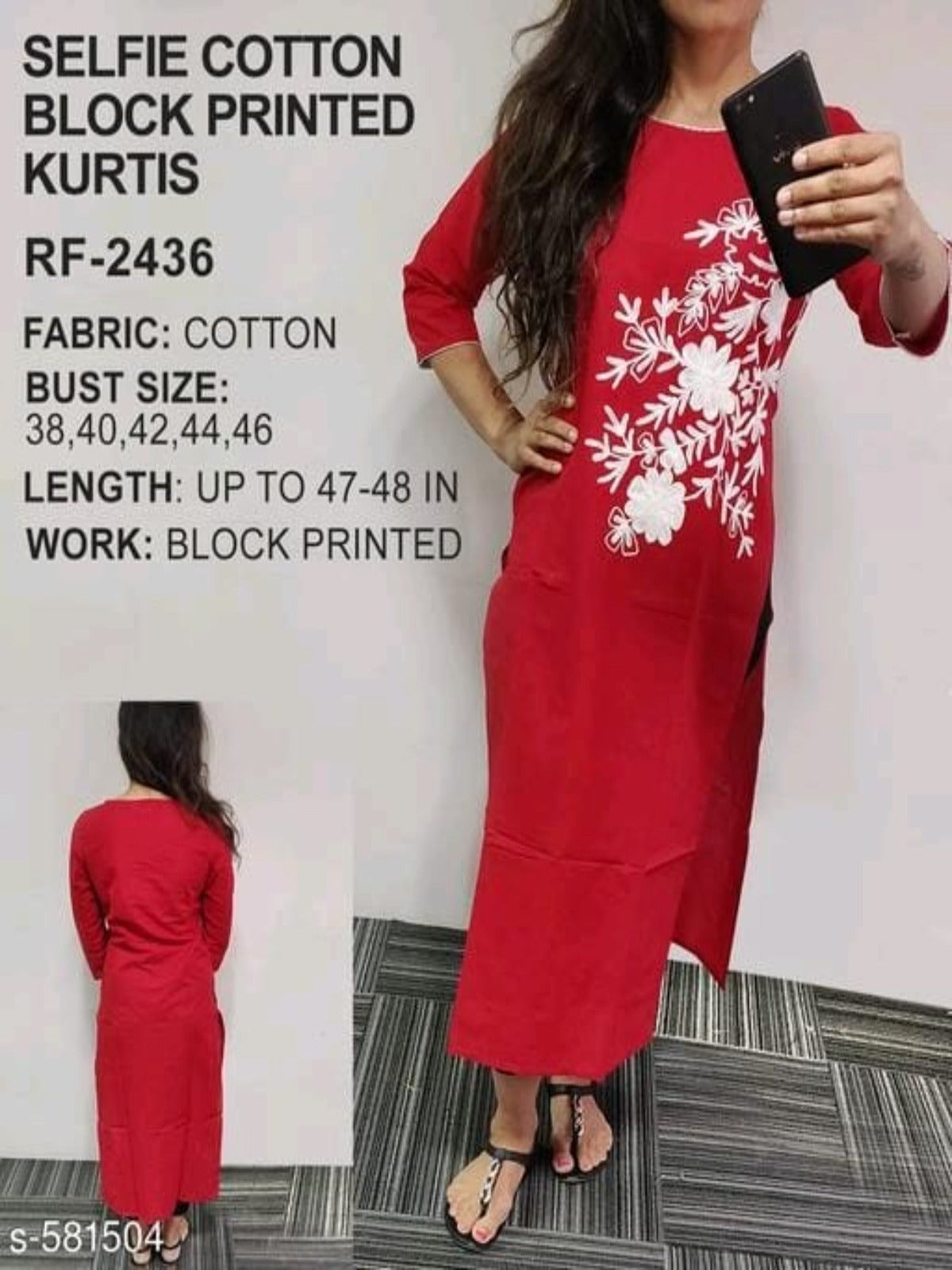 Women Botanical Embroidered Cotton Kurti OrderMeFirst