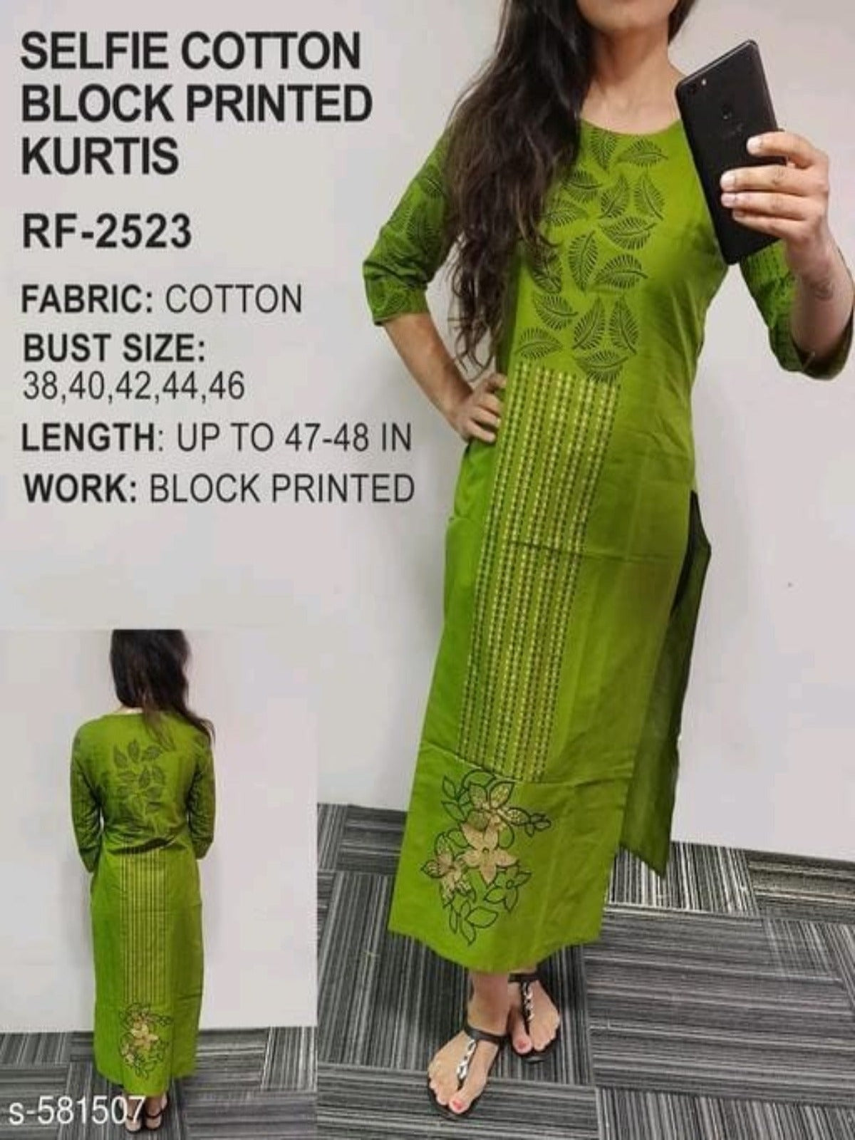 Women Botanical Printed Cotton Kurti OrderMeFirst