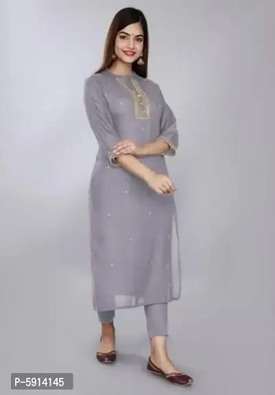 Women Embroidered Rayon Straight Kurtis OrderMeFirst