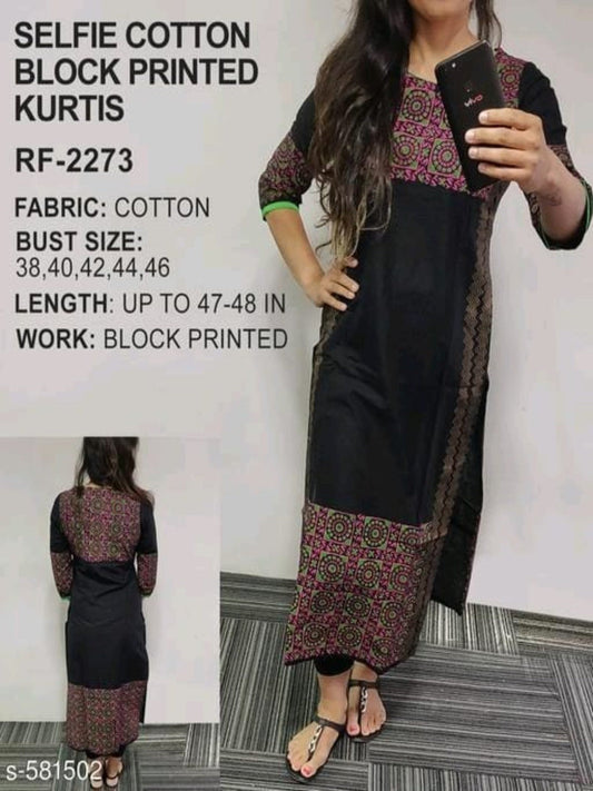 Women Ethnic Motif Printed Cotton Kurti OrderMeFirst