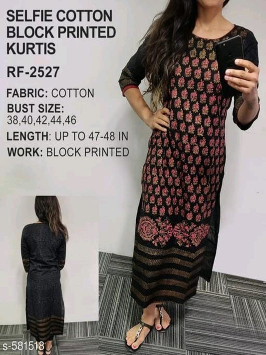 Women Floral Printed Cotton Kurti OrderMeFirst