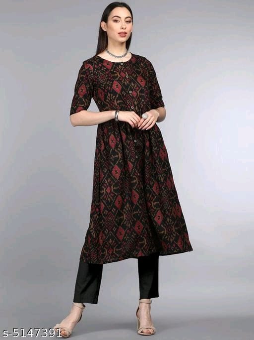 Women Printed Cotton Blend Kurti OrderMeFirst