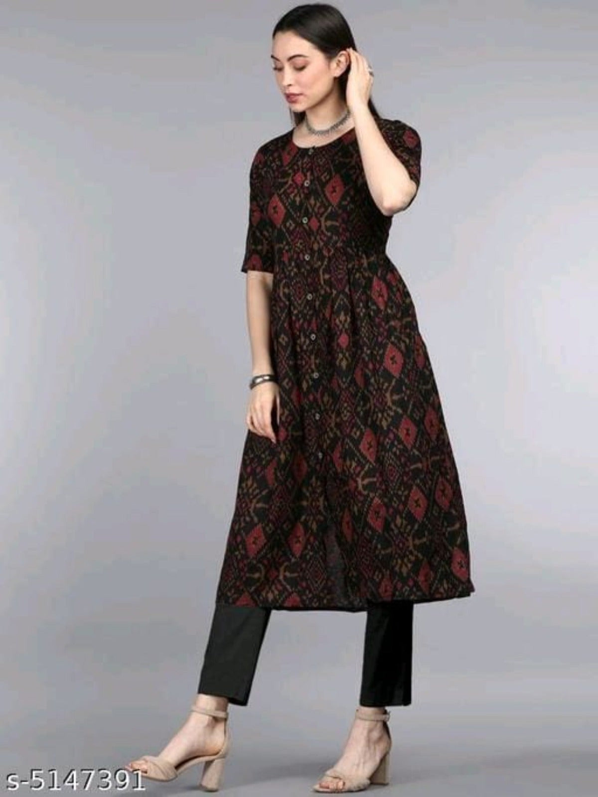 Women Printed Cotton Blend Kurti OrderMeFirst