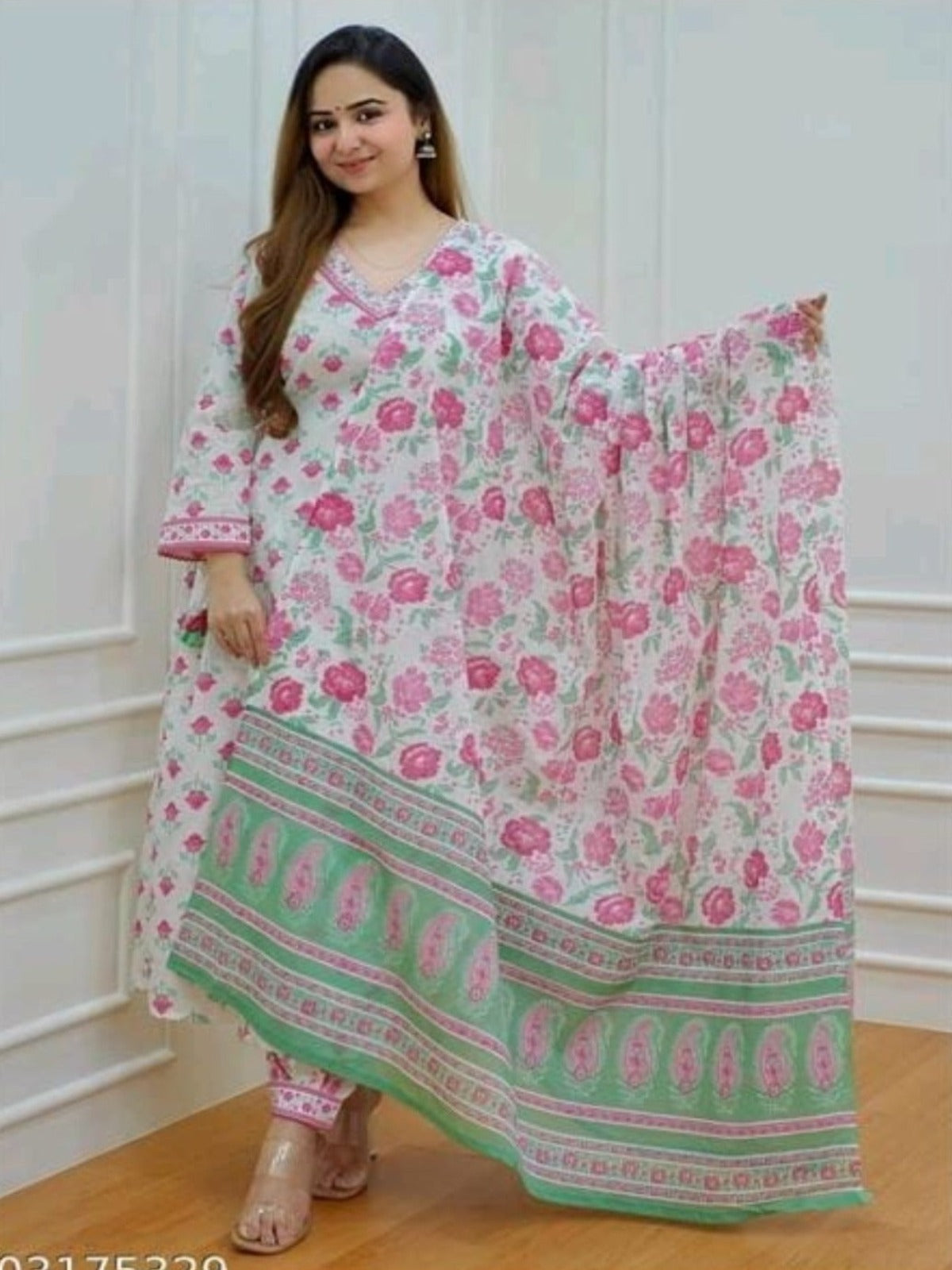 Women Printed Nayra cut Kurta and pant Set With Dupatta OrderMeFirst