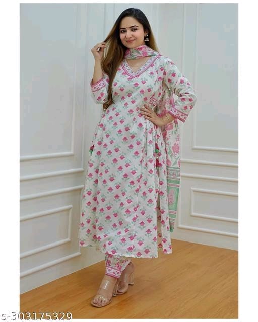 Women Printed Nayra cut Kurta and pant Set With Dupatta OrderMeFirst