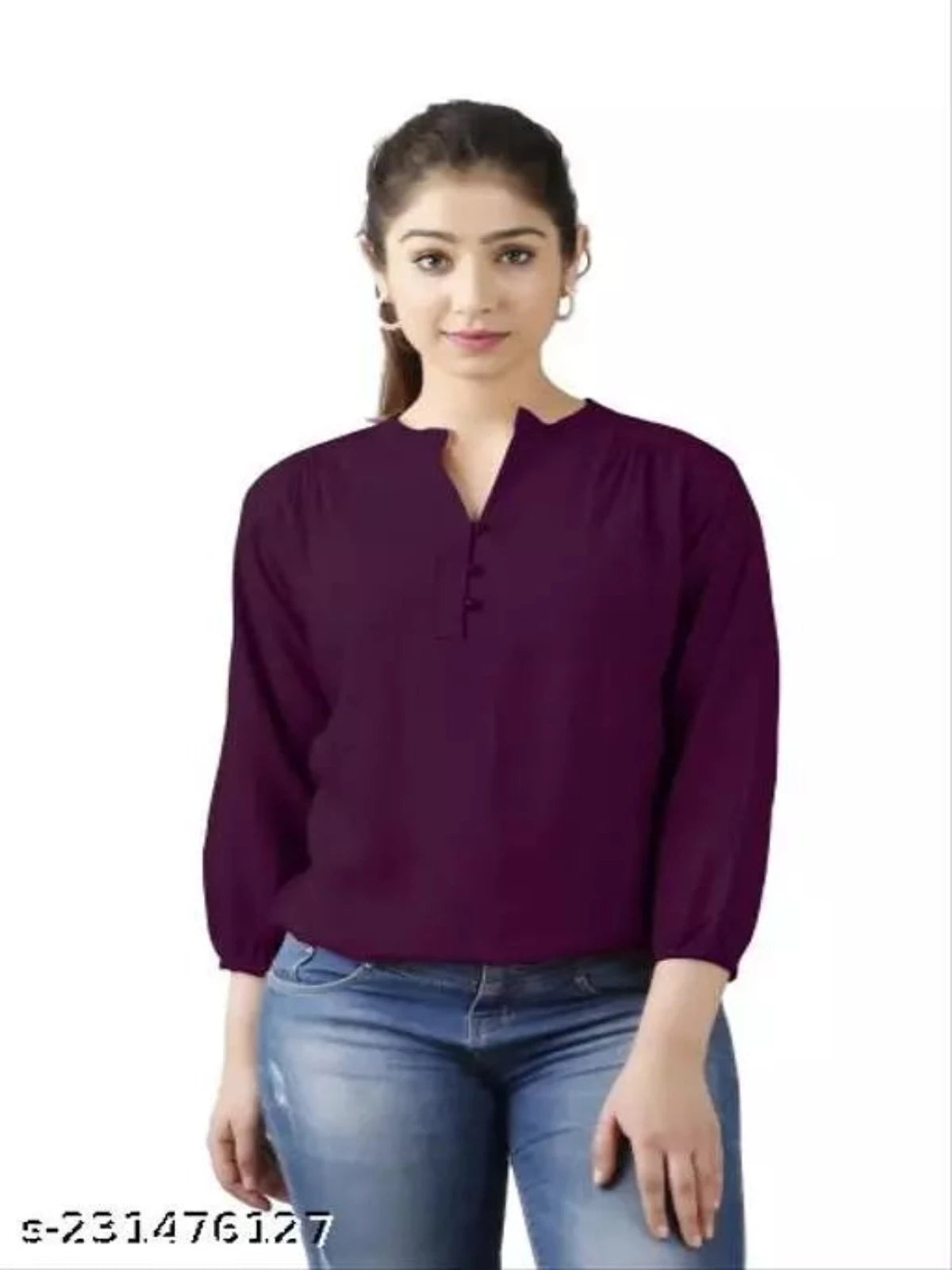 Women Stylish Wine Solid Reyon Top OrderMeFirst